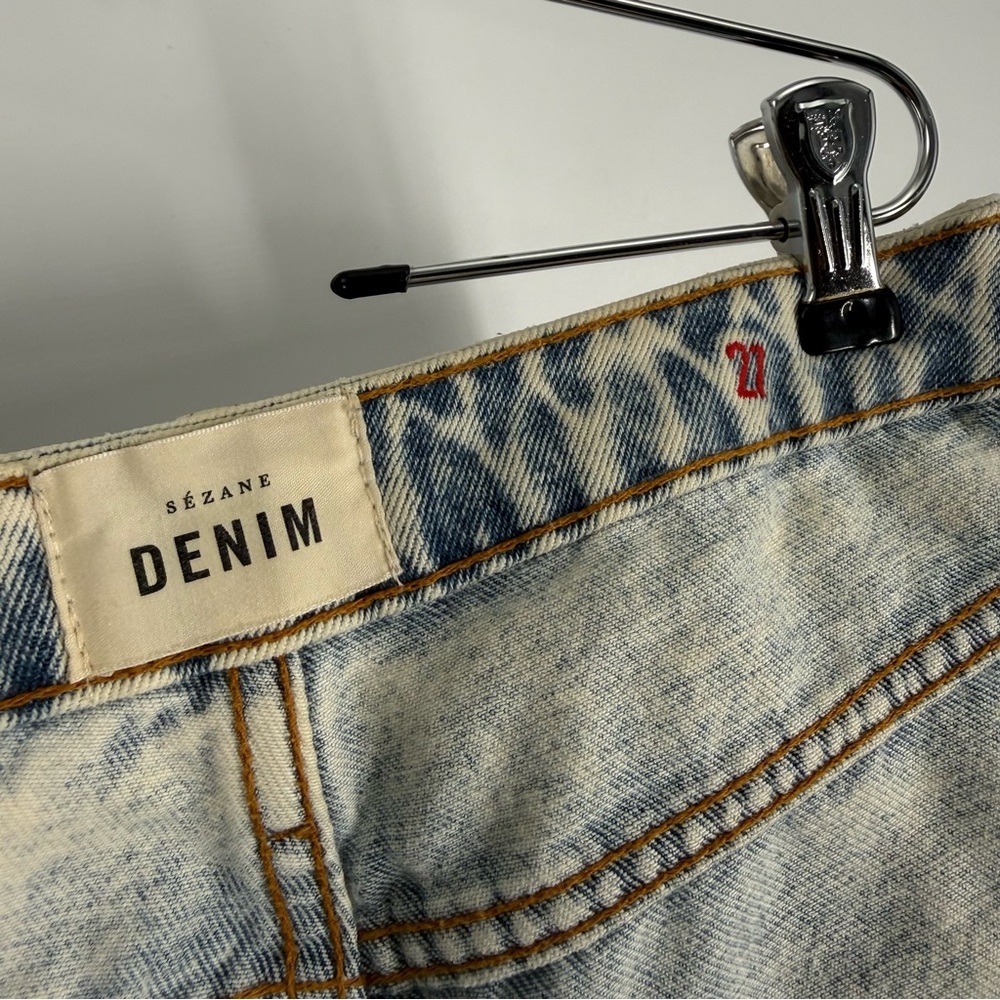 Sezane Jeans Womens Size 27 Acid Wash Cotton Denim Button Fly 26.5in Inseam - Picture 11 of 12